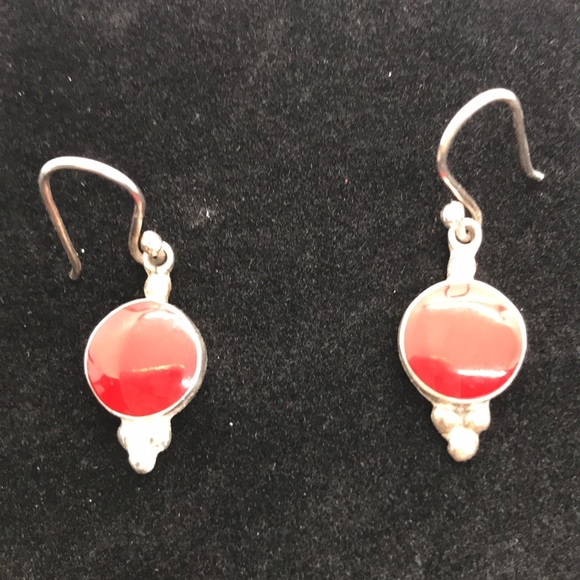 Vintage Carnelian ATI 925 Silver Mexico Wire Earring Set - Picture 8 of 8